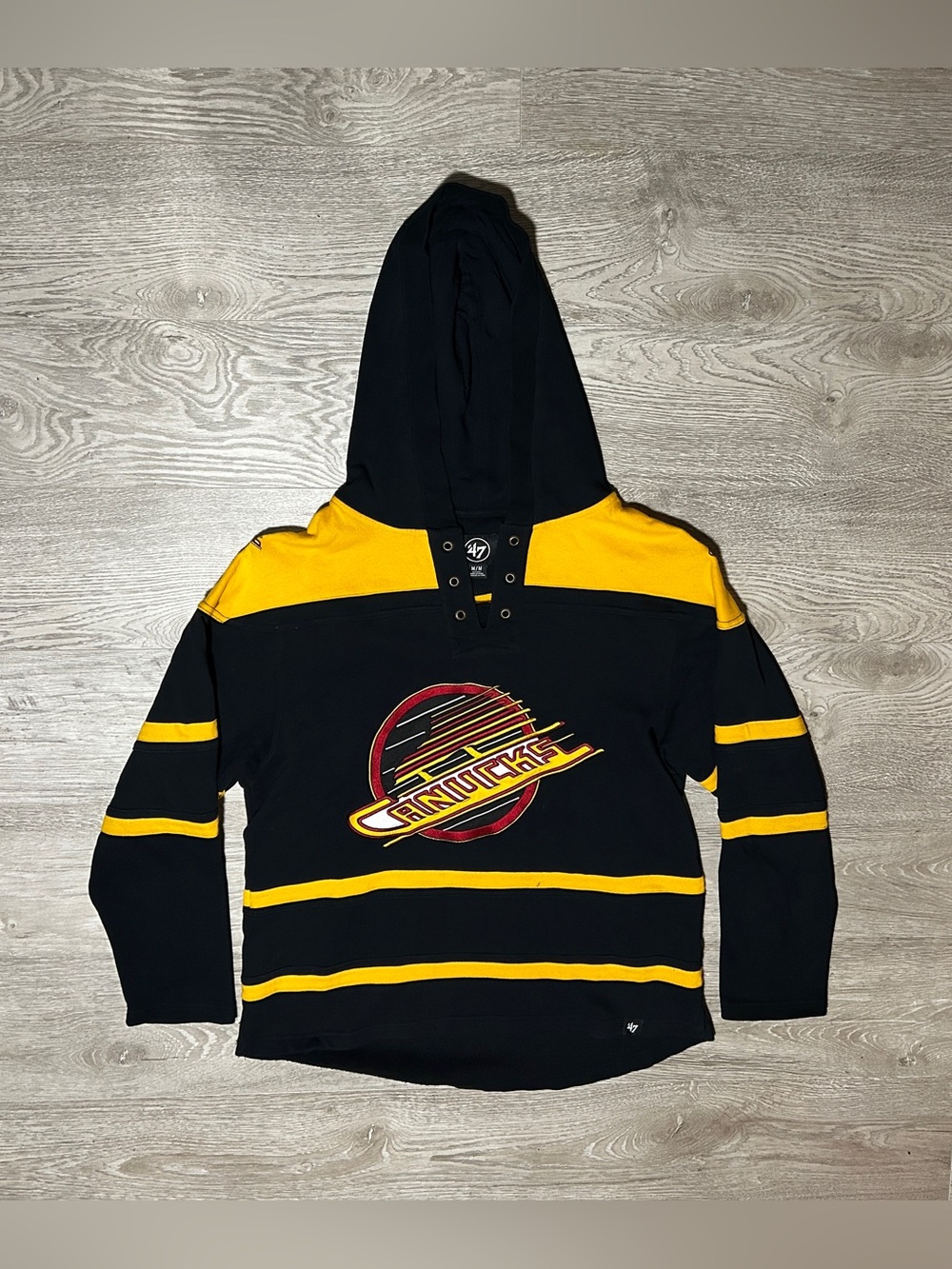 Vancouver Canucks '47 Black Lacer Fleece Pullover Hoodie